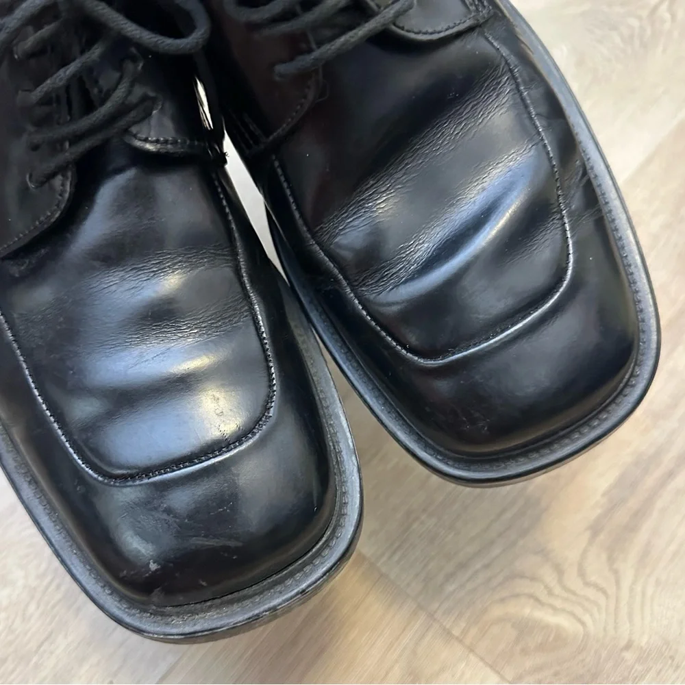 Kenneth Cole New York Black Leather Square Toe Oxford Loafers